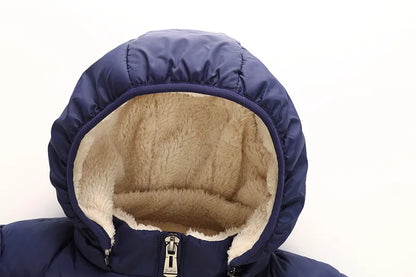 Baby Children Coats Winter Thick Jackets For Boys Warm Plush Thicken Outerwear For Girls Fur Hooded Jacket Kids Clothes Snowsuit