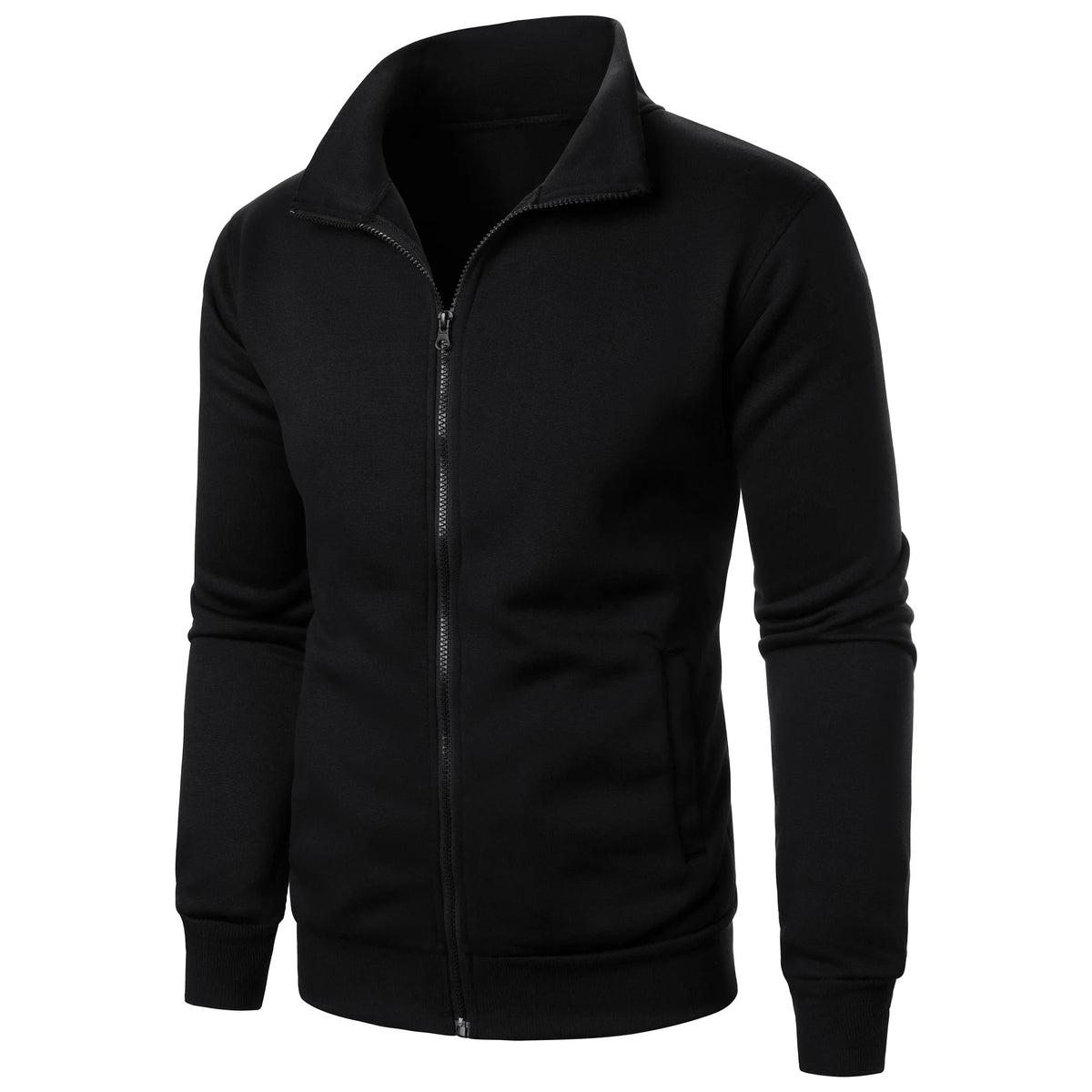Men's casual sports zipper stand up collar jacket, men's solid color top