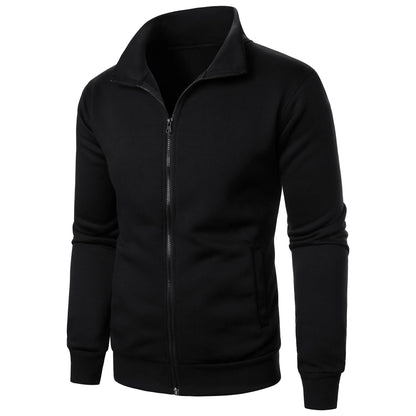 Men's casual sports zipper stand up collar jacket, men's solid color top
