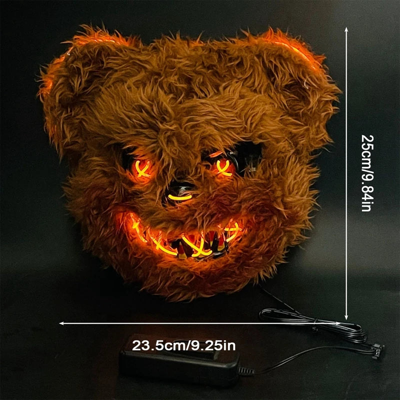 NEW LED  Light Halloween Cosplay Face Mask Party Show Stage Make-up Horror Bloody Rabbit Bear Mask Cartoon Carnival  Head Cover