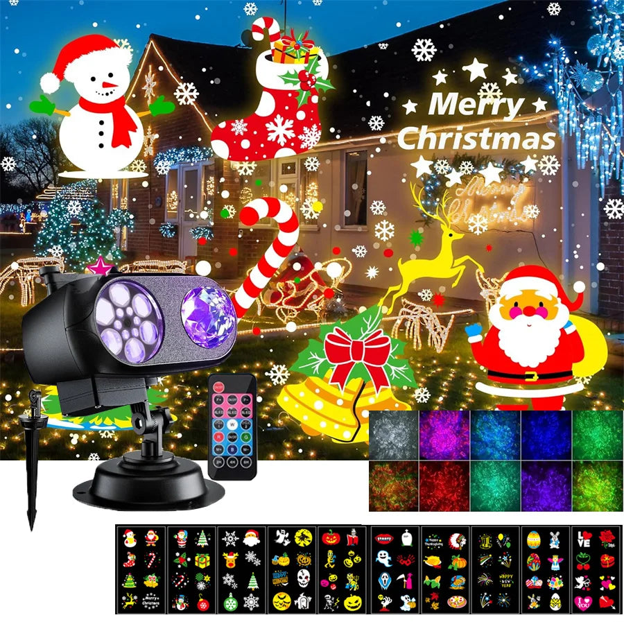 Ocean Wave Halloween Christmas Projector Light Outdoor 10 HD Holiday Slides Christmas Projectors Light Christmas Light Show