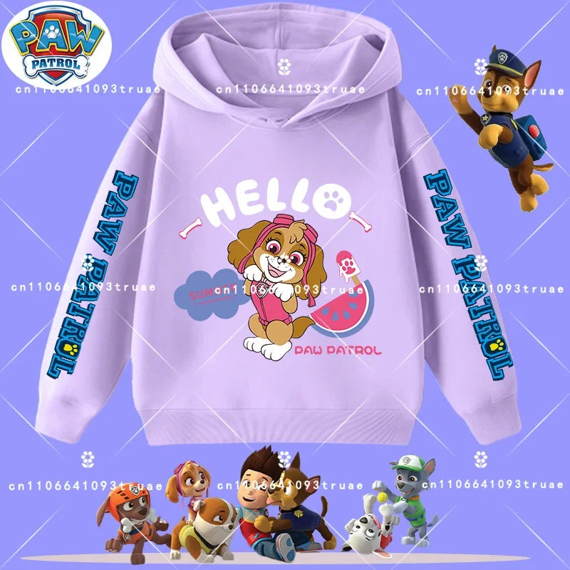 Spring and Autumn Long Sleeve Pullover Hooded Shirt for Girls Casual Top for Children Hooded Sweatshirt New PAW Patrol Boys'Shir
