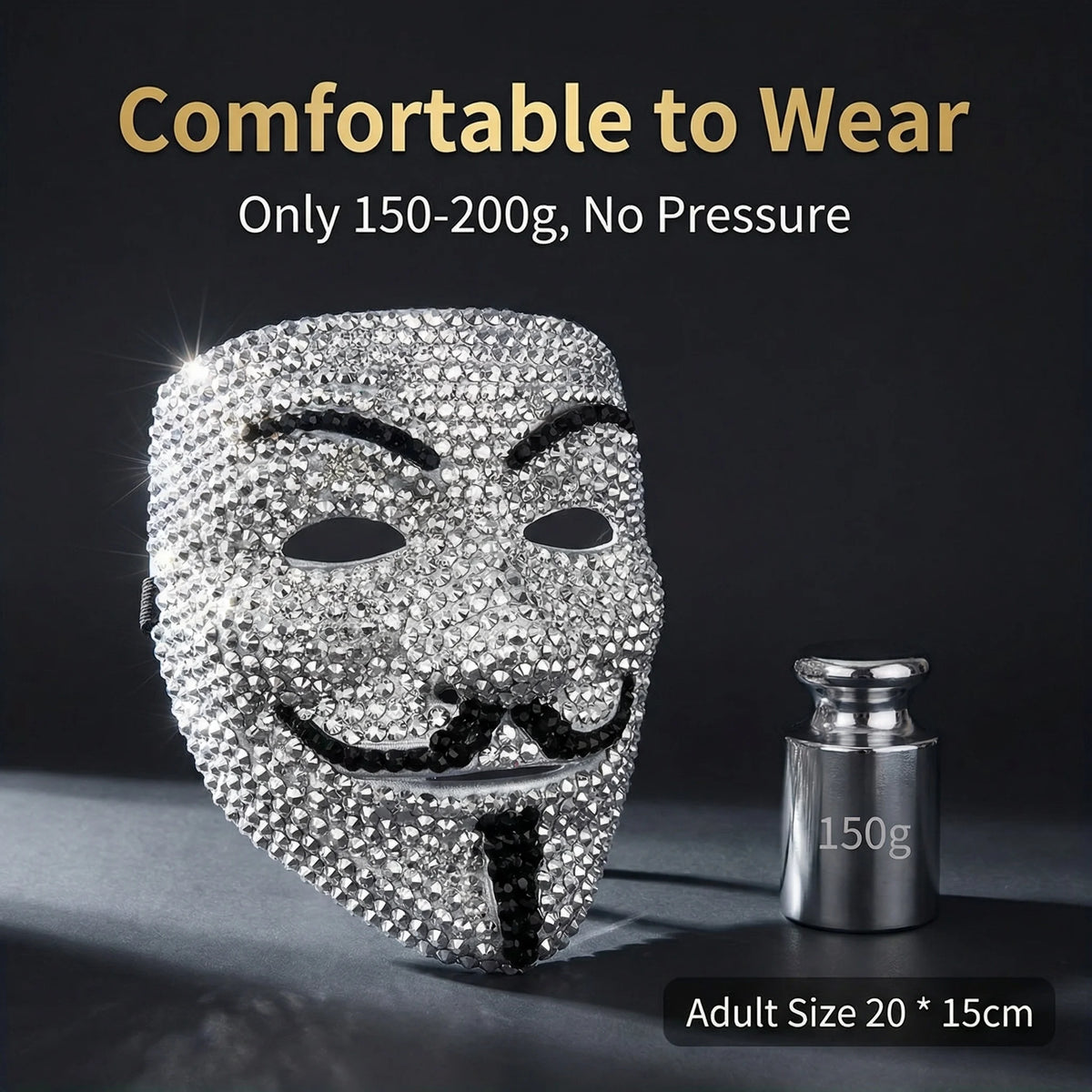New DIY Handmade Rhinestone Party Mask, Masquerade Carnival Face Mask, Stage Performance Prop, Suitable for Men and Women