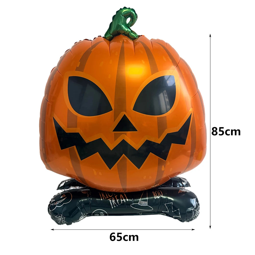 Halloween Standing Pumpkin Balloons Inflatable Pumpkin Aluminum Foil Balloon Halloween Indoor Outdoor Party Decorations Supplies