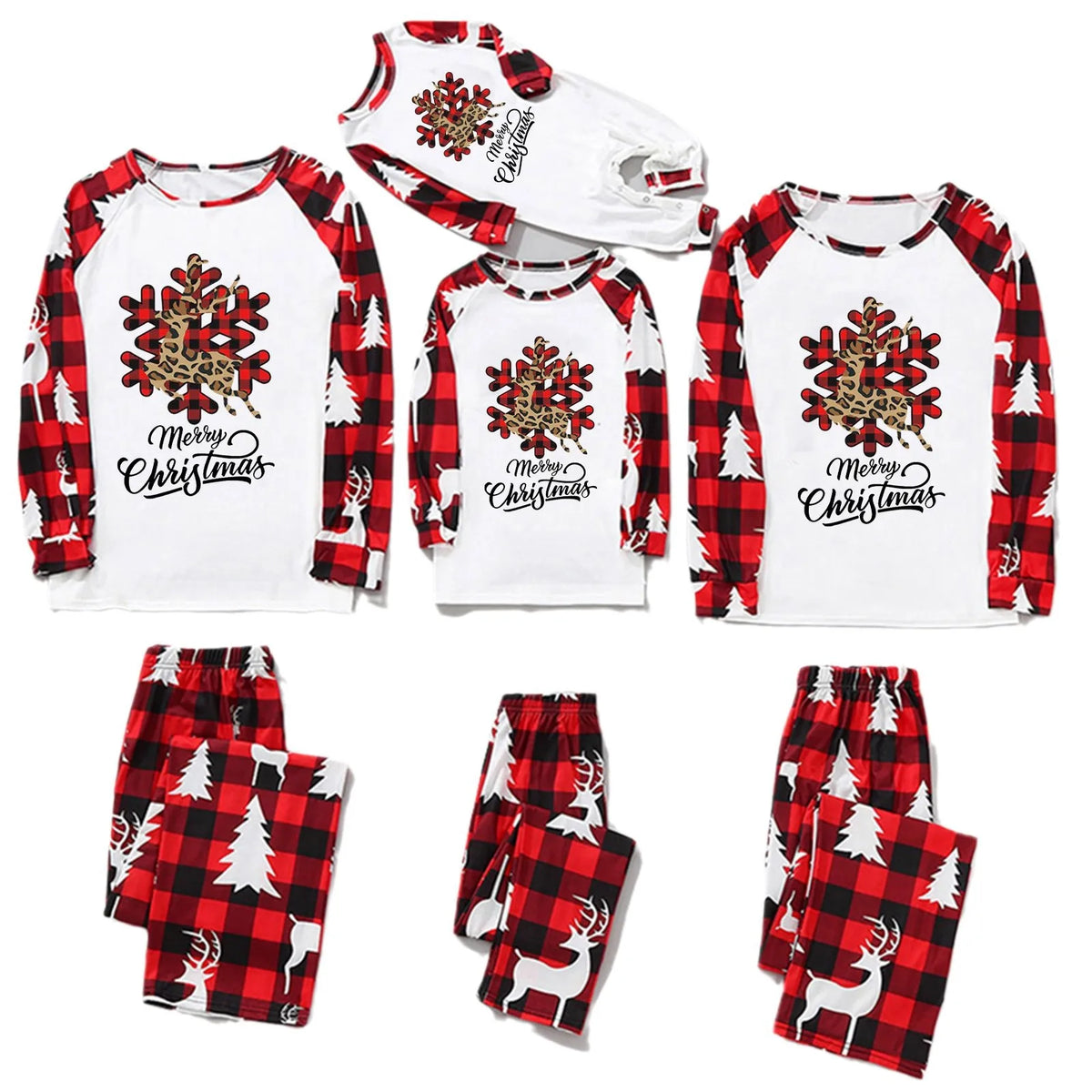 Mommy and Me Clothes Christmas Elk Snowflake Pyjamas Suit Long Sleeve O Neck Sleepwear Adults Kids Matching Set Xmas Gift Pijama