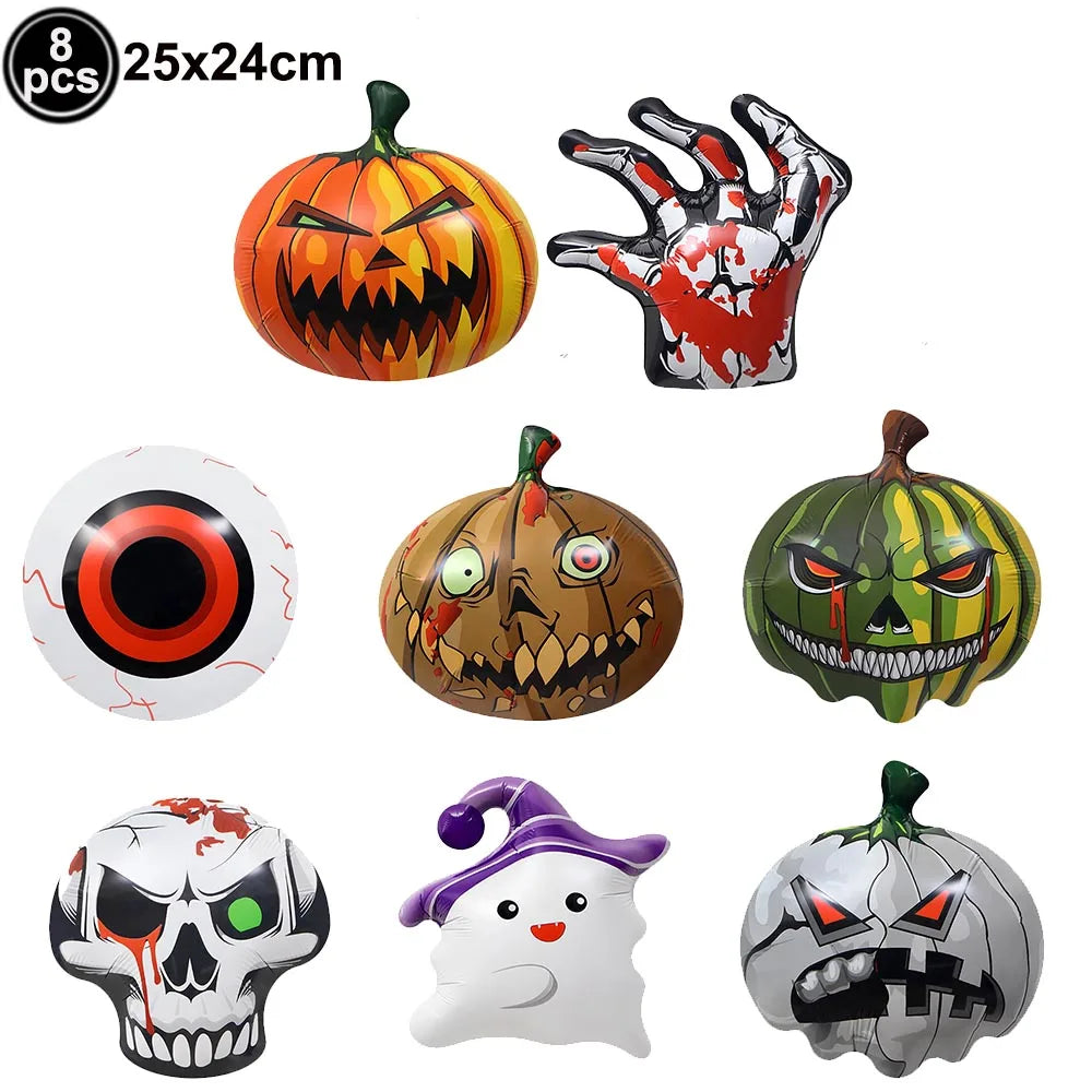 Halloween Standing Pumpkin Balloons Inflatable Pumpkin Aluminum Foil Balloon Halloween Indoor Outdoor Party Decorations Supplies