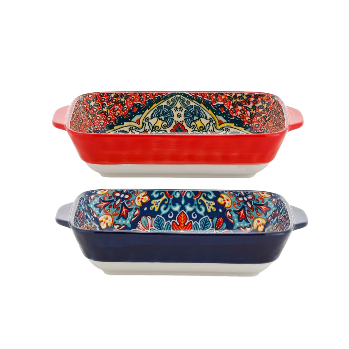New Bohemian Egg-shaped Ceramic Baking Pan Pasta Plate Fruit Salad Plate Colorful Combination Set 9 inch