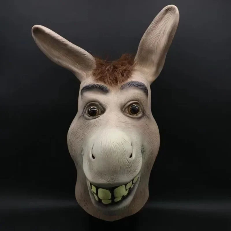 Funny Donkey Mask Masquerade Props Donkey Head Animals Masks Halloween Horror Ghost Latex Hood Adults Cosplay Costume Headgear