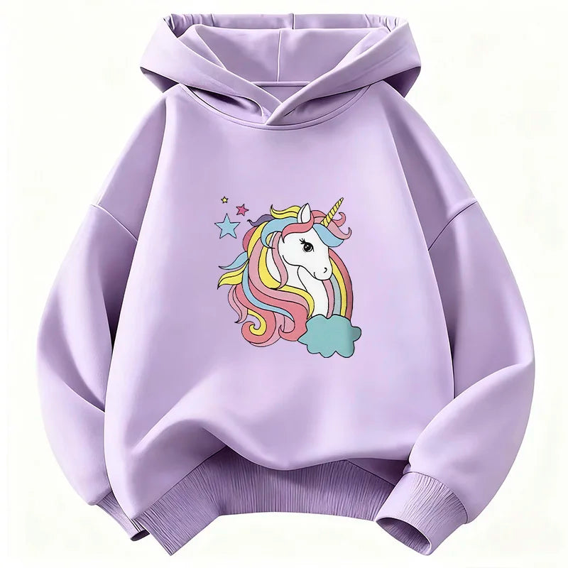 Kids' Rainbow Unicorn Hoodie Cute Unisex Pullover Sweatshirt for Boys & Girls