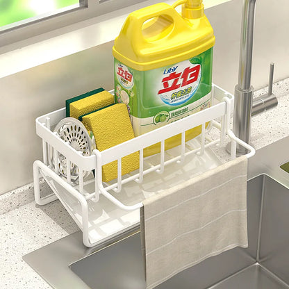 Stainless Steel Sink Organizer – Sponge Holder & Soap Drainer with Faucet Storage Rack