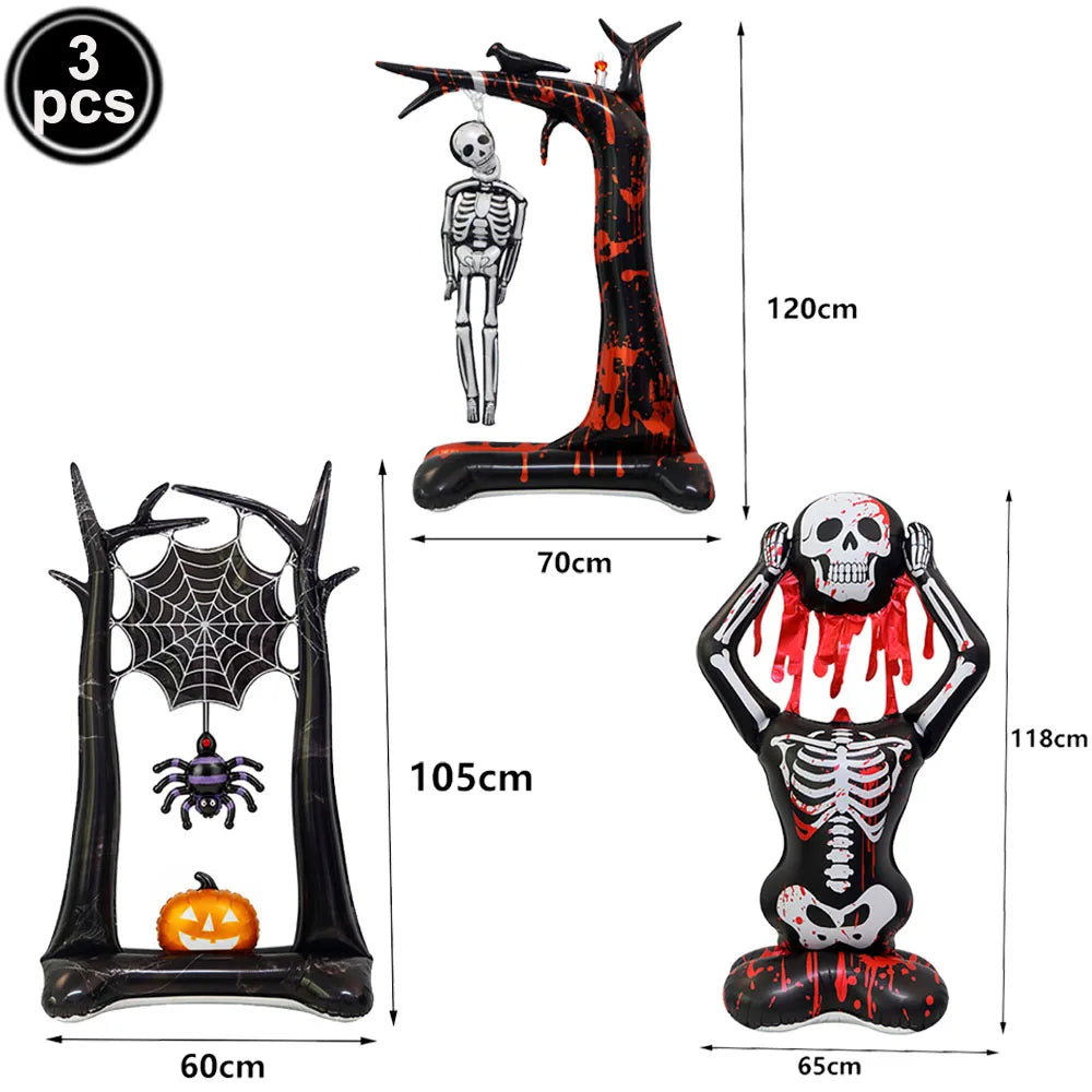 Halloween Standing Pumpkin Balloons Inflatable Pumpkin Aluminum Foil Balloon Halloween Indoor Outdoor Party Decorations Supplies