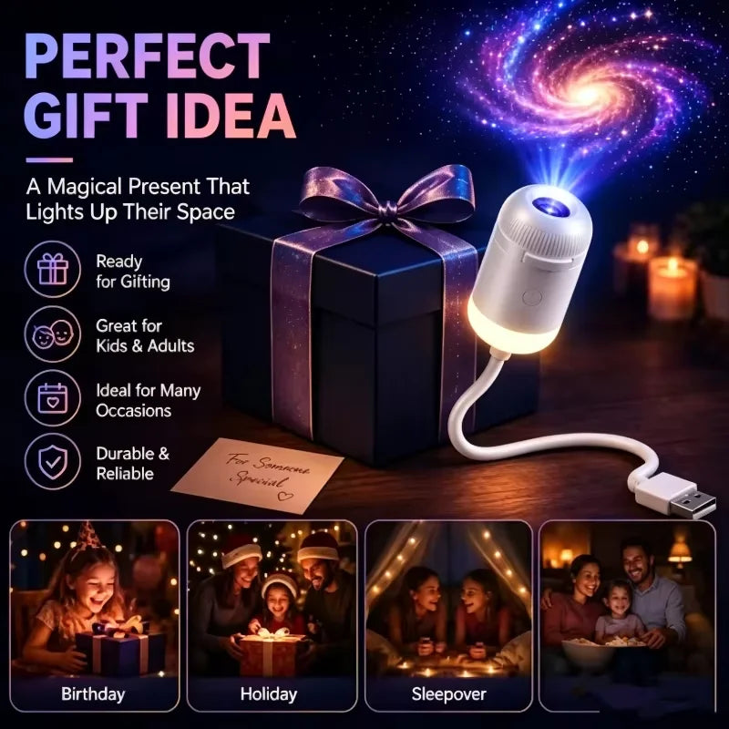 Christmas atmosphere decoration HD 4K Galaxy Star Projector Night Light 360° Rotatable USB Powered Starry Sky Projection Lamp