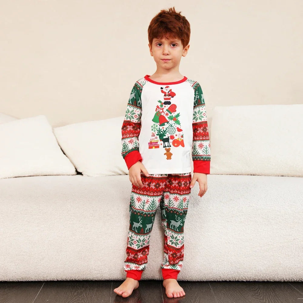 Christmas Pajamas for Family Matching Outfits Allover Print Cute Soft 2 Pieces Suit Couples Kids Clothing Set Casual Loose Pjs