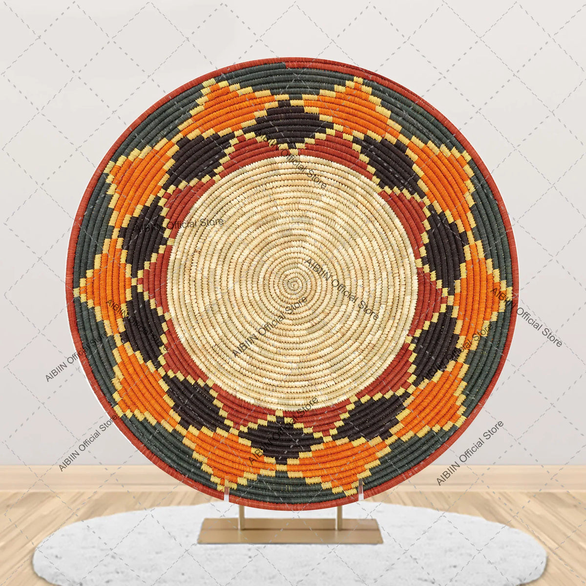 Traditional Ethiopian Basket Pattern Round Backdrop Cover Floral Wedding Birthday Party Decor Portrait Photography Background