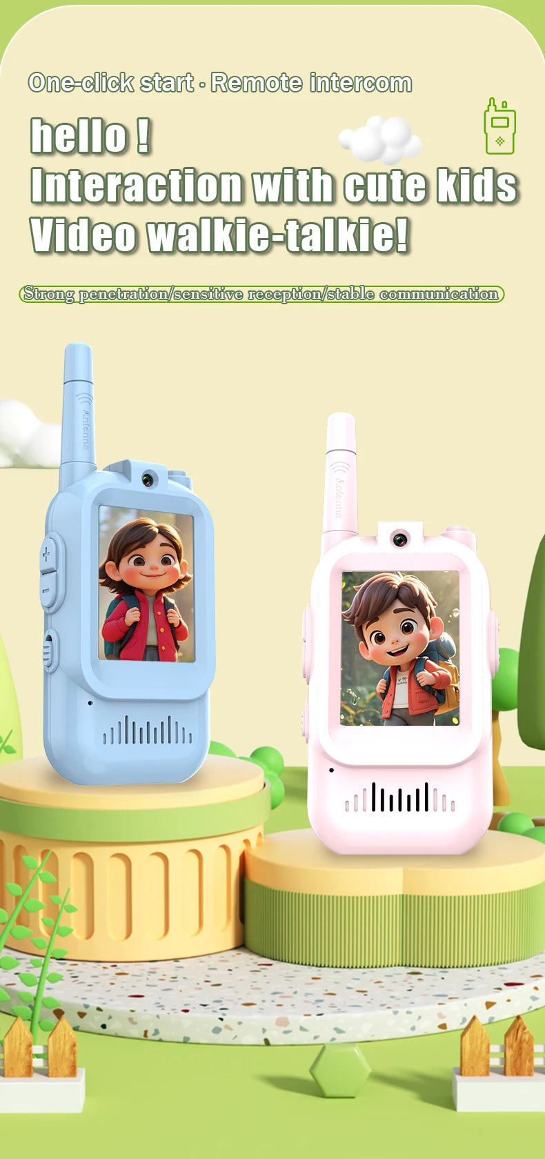 AIRITON Children's Video Walkie Talkies 2 Pack Rechargeable 2-inch High-definition Screen Voice Changer For Kids Gift Boys Girls