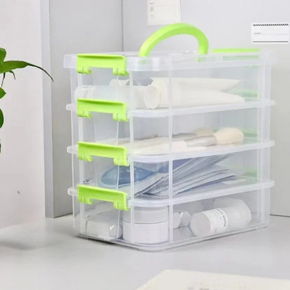 4-Tier Transparent Storage Box with Partitioned Drawers – Plastic Organizer for Tools, Crafts & Small Items