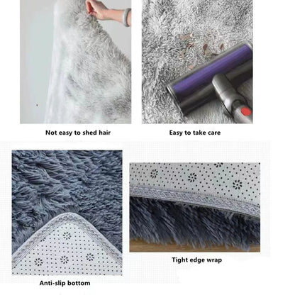 Soft Shaggy Area Rug – Fluffy Non-Slip Bedroom Bedside Carpet for Living Room
