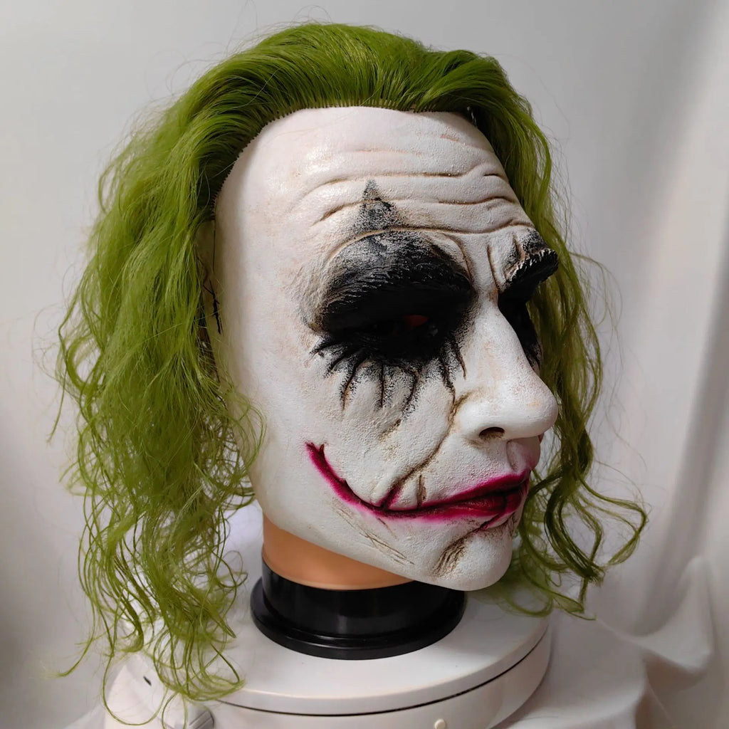 The Dark Knight Joker Cosplay Mask Green Hair Halloween Party Unisex Adults Latex Mask 2025 Clown Bat Knight Masks