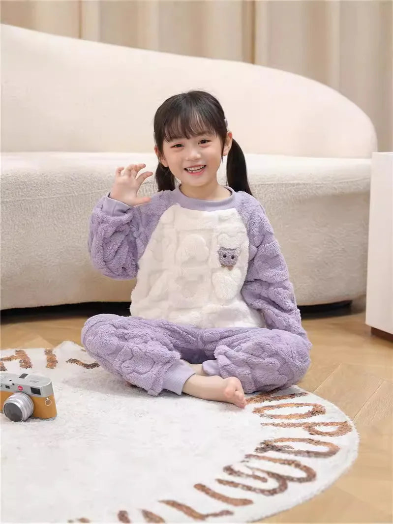 Kids Pajamas for Boys 1 2 3 4 5 6 7 8 9 10 11 12 Years Flannel Sleepwear Set Bear Pyjamas Blue Children Pijamas Clothing