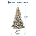 6Ft/7.5Ft Pre-Lit Flocked Christmas Tree, 200/400 Warm White Lights, 508/900 Tips, Snowy Artificial Tree With Metal Stand