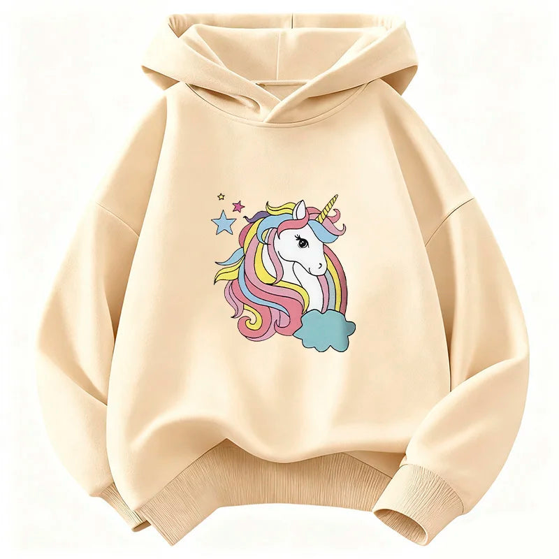 Kids' Rainbow Unicorn Hoodie Cute Unisex Pullover Sweatshirt for Boys & Girls