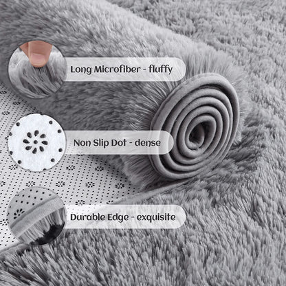 Soft Shaggy Area Rug – Fluffy Non-Slip Bedroom Bedside Carpet for Living Room