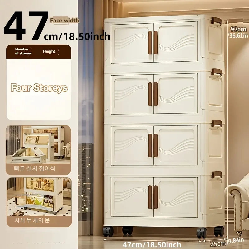 Foldable Storage Box with Clear Door – Spacious Plastic Organizer for Clothes, Toys & Books