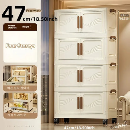 Foldable Storage Box with Clear Door – Spacious Plastic Organizer for Clothes, Toys & Books