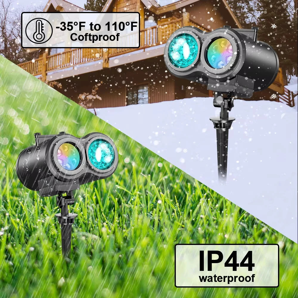Halloween Christmas Projector Lights Outdoor, 2-in-1 Moving Pattern Landscape Lights,HD Effects Projection Light for Xmas Decor