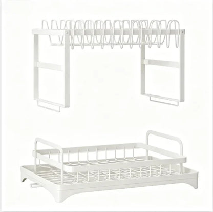 2-Tier Stainless Steel Dish Drying Rack with Drainboard – Rustproof Kitchen Counter Organizer