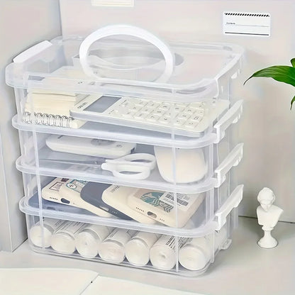 4-Tier Transparent Storage Box with Partitioned Drawers – Plastic Organizer for Tools, Crafts & Small Items