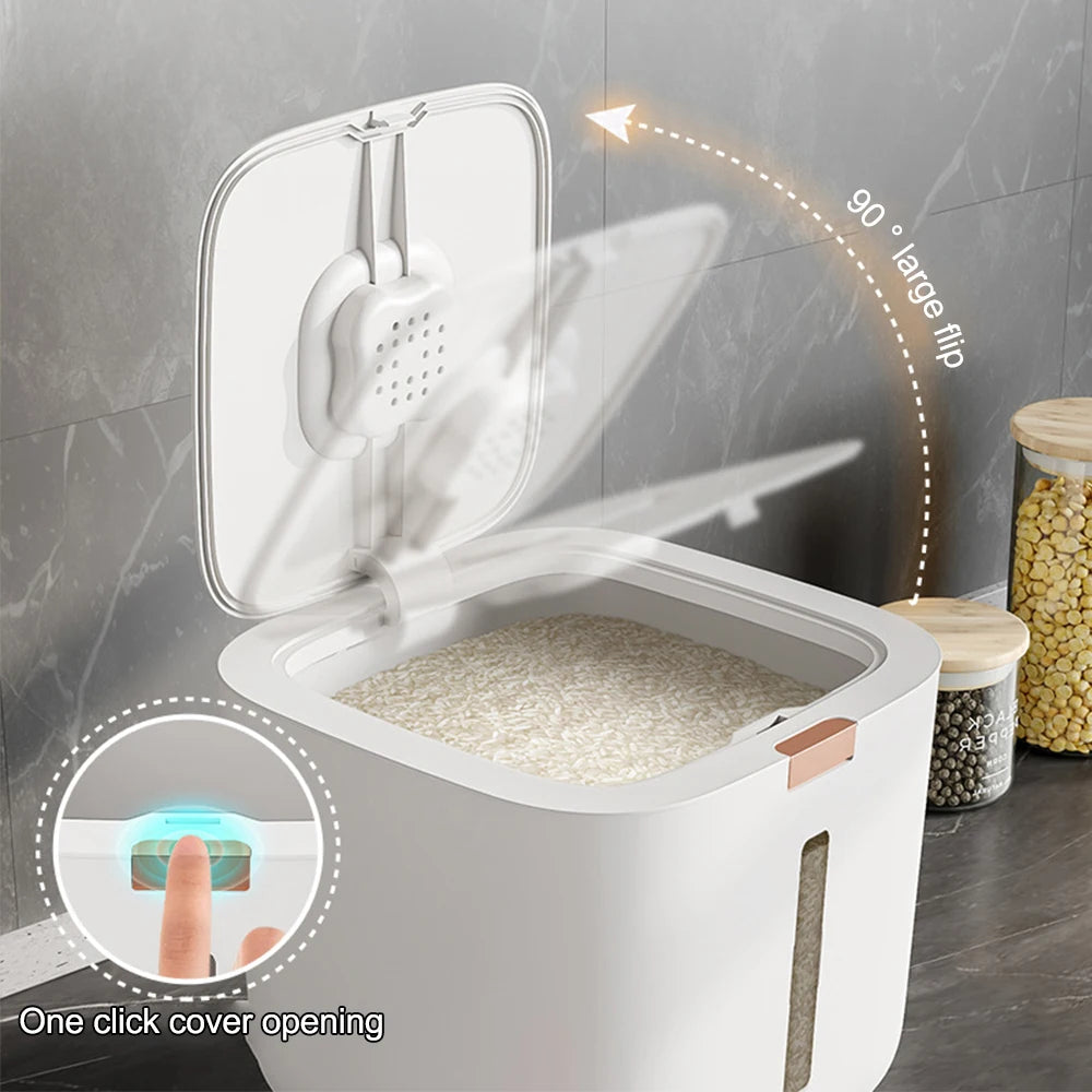 5/10kg Airtight Rice Storage Container with Measuring Cup – Moisture & Insect Proof Grain Dispenser