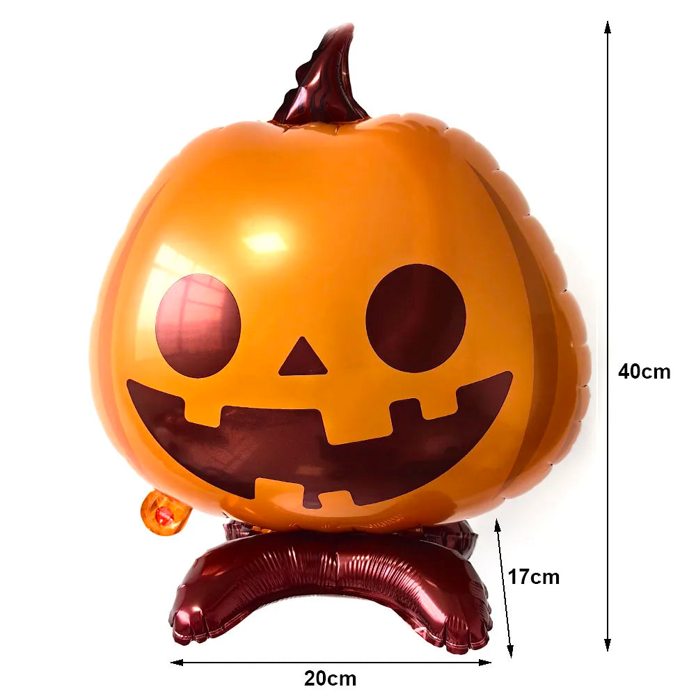 Halloween Standing Pumpkin Balloons Inflatable Pumpkin Aluminum Foil Balloon Halloween Indoor Outdoor Party Decorations Supplies