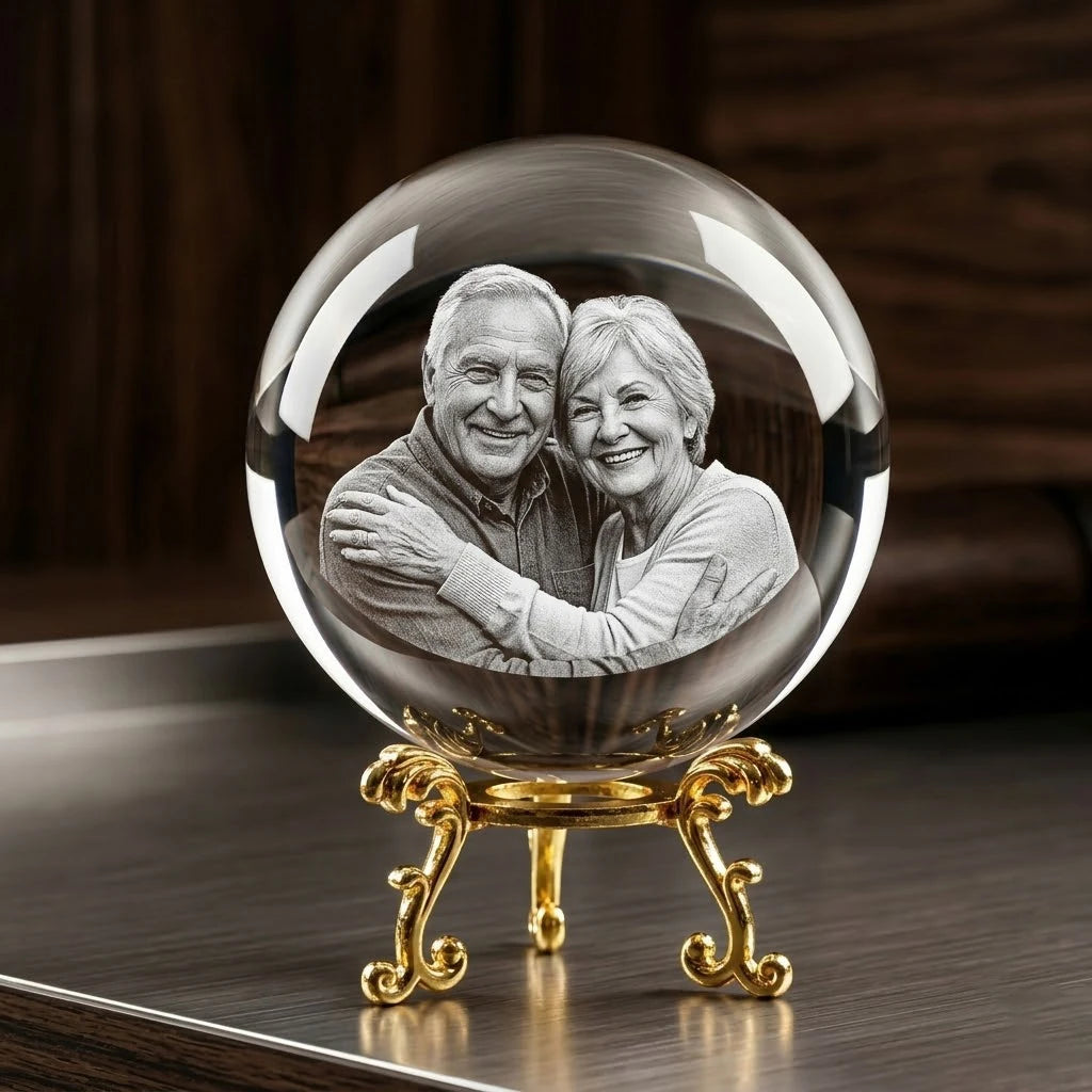 Custom Photo Crystal Ball Personalized Glass Sphere with Laser Engraving  Picture Text for Pets Baby Couple Family Wedding Gift