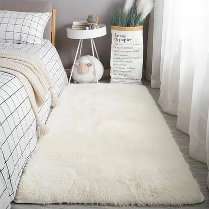 Soft Shaggy Area Rug – Fluffy Non-Slip Bedroom Bedside Carpet for Living Room