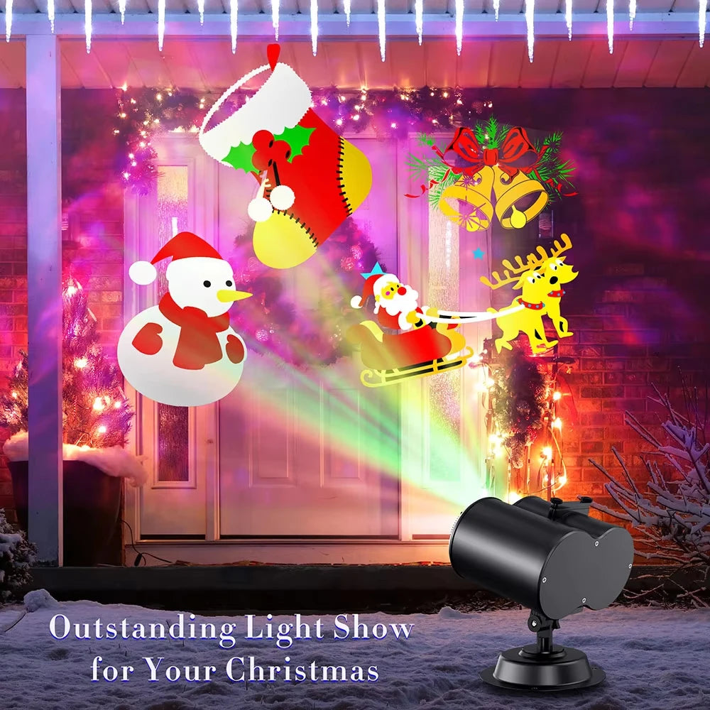 Halloween Christmas Projector Lights Outdoor, 2-in-1 Moving Pattern Landscape Lights,HD Effects Projection Light for Xmas Decor