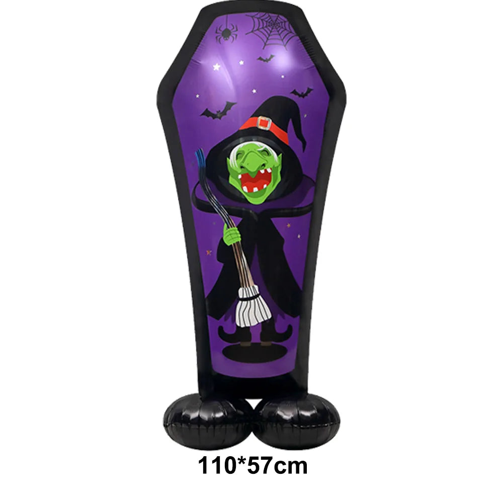 Halloween Standing Pumpkin Balloons Inflatable Pumpkin Aluminum Foil Balloon Halloween Indoor Outdoor Party Decorations Supplies