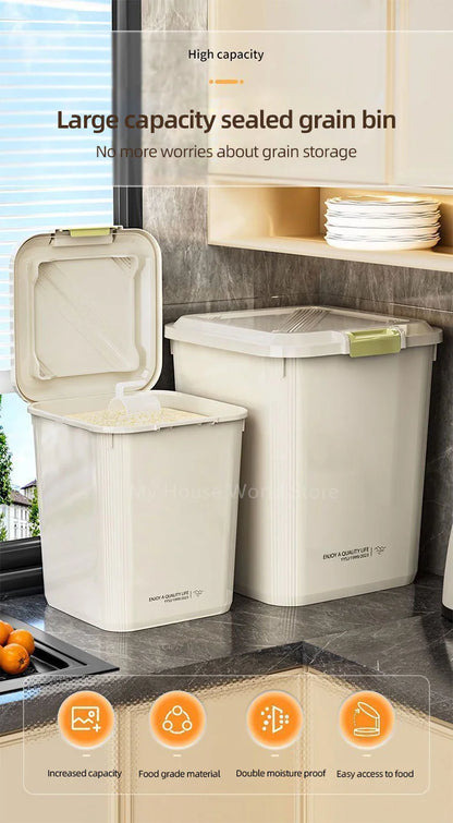 10kg Rice Storage Container with Airtight Lid – Grain Dispenser for Rice, Cereal & Pet Food