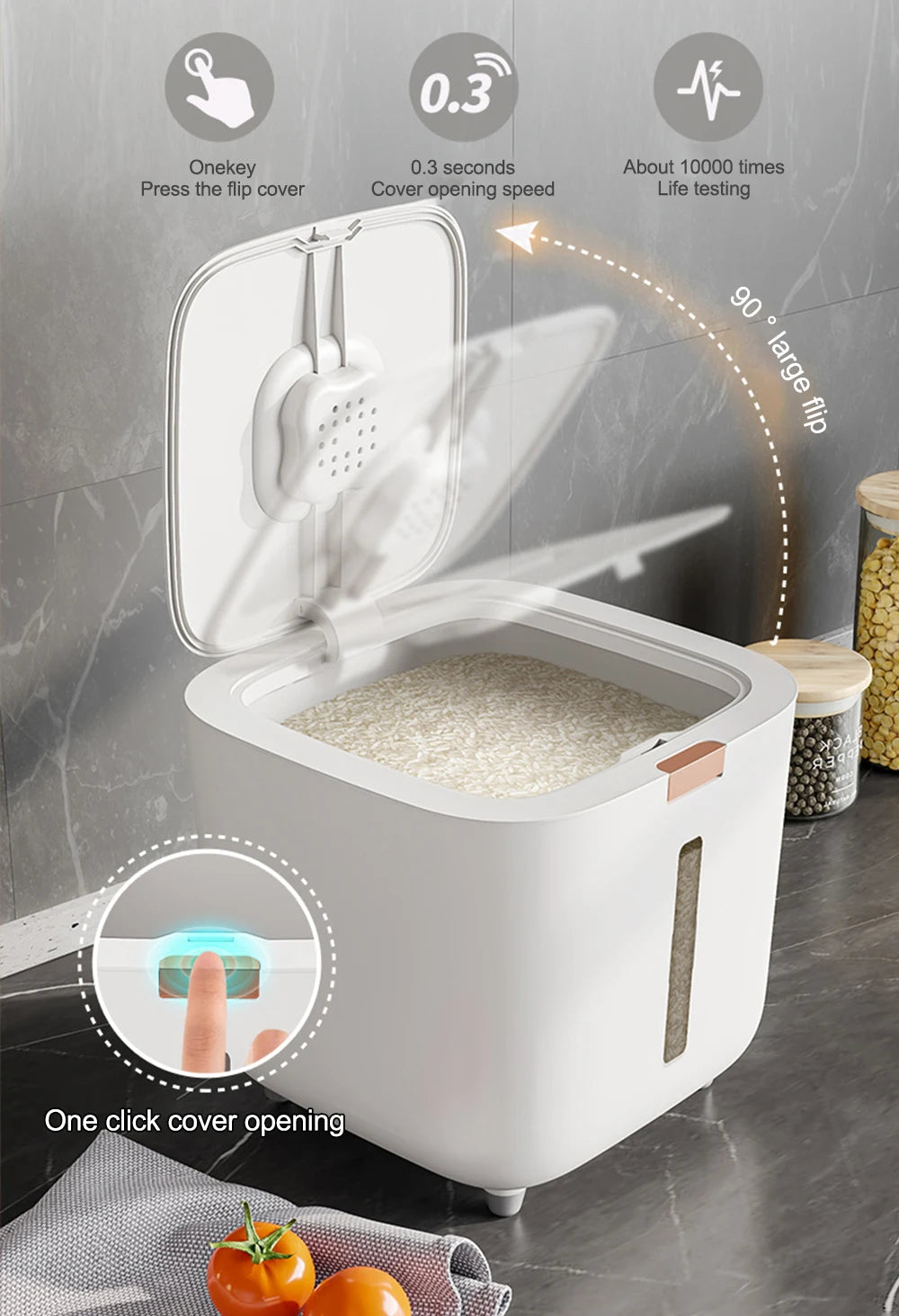 5/10kg Airtight Rice Storage Container with Measuring Cup – Moisture & Insect Proof Grain Dispenser
