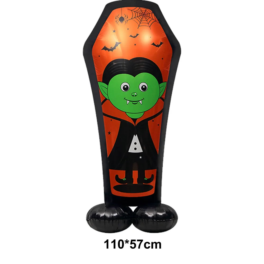 Halloween Standing Pumpkin Balloons Inflatable Pumpkin Aluminum Foil Balloon Halloween Indoor Outdoor Party Decorations Supplies