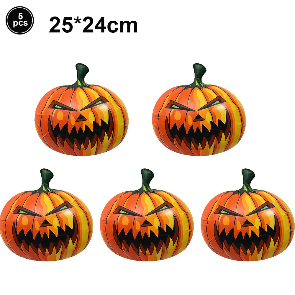 Halloween Standing Pumpkin Balloons Inflatable Pumpkin Aluminum Foil Balloon Halloween Indoor Outdoor Party Decorations Supplies