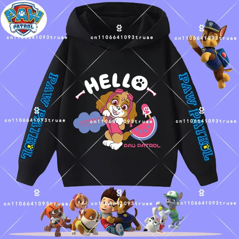Spring and Autumn Long Sleeve Pullover Hooded Shirt for Girls Casual Top for Children Hooded Sweatshirt New PAW Patrol Boys'Shir