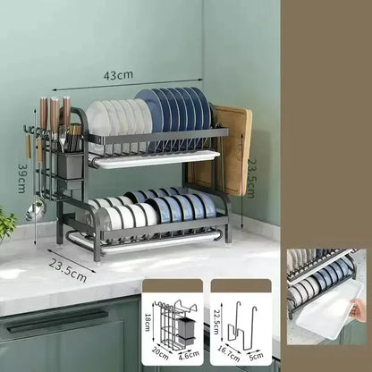 Kitchen Dish Storage Rack – Countertop Plate & Tableware Organizer Shelf for Cabinets