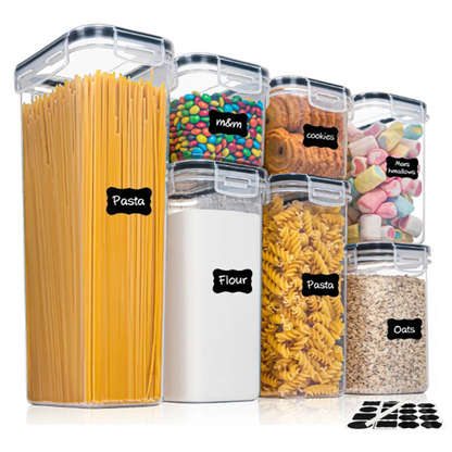 7-Piece Airtight Food Storage Container Set – BPA-Free Plastic Boxes with Labels & Marker