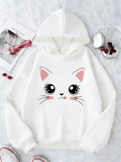 Kids' Kawaii Cat Pullover Hoodie for Boys & Girls