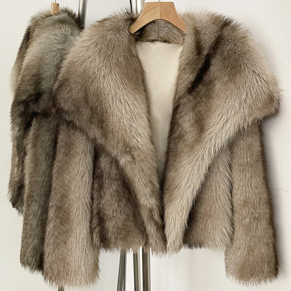 Womens Faux Fur Coat Cropped Soft Plush Artificial Short Fur Coat Holiday Party Elegant Winter Fashion Outerwear Coats for Women