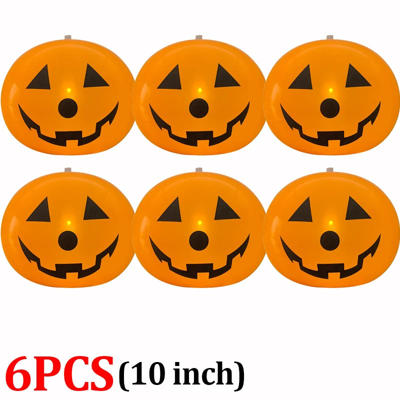 6/1pcs 10inch Halloween Pumpkin Ghost Latex Balloons LED Light Kids Baloons Toys  Helloween Birthday Party Decor Supplies