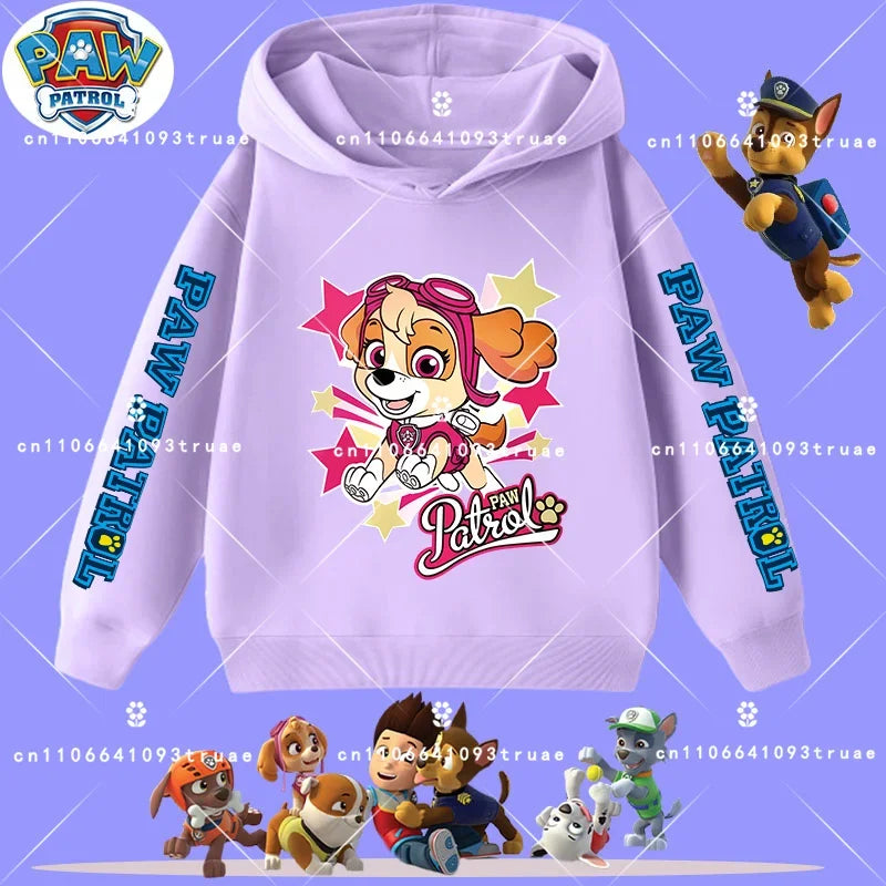 Spring and Autumn Long Sleeve Pullover Hooded Shirt for Girls Casual Top for Children Hooded Sweatshirt New PAW Patrol Boys'Shir