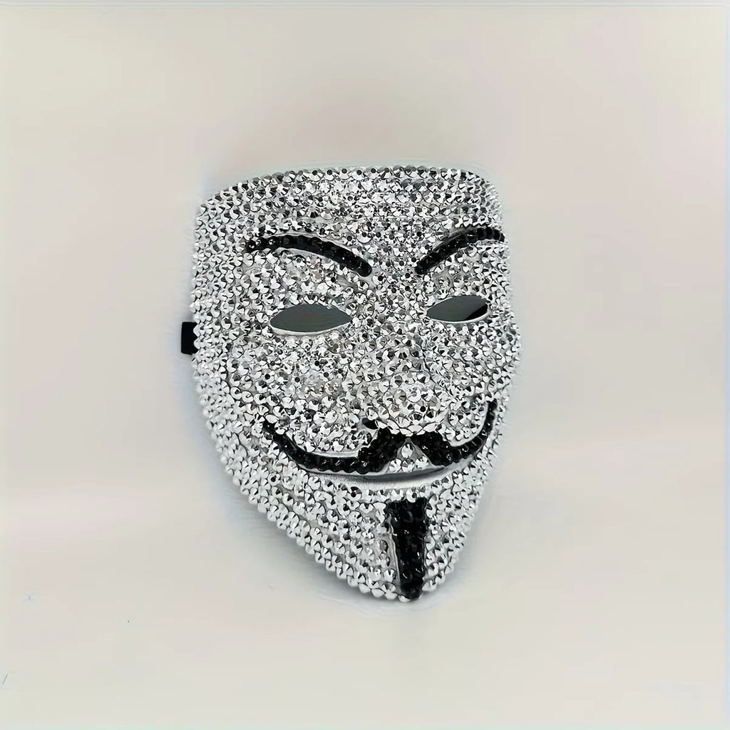 New DIY Handmade Rhinestone Party Mask, Masquerade Carnival Face Mask, Stage Performance Prop, Suitable for Men and Women