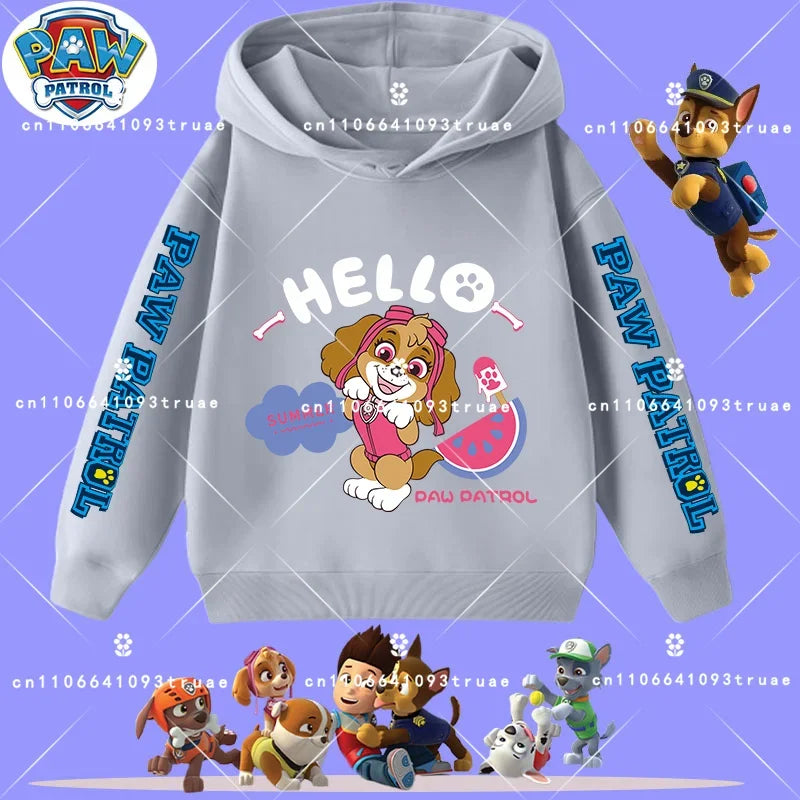 Spring and Autumn Long Sleeve Pullover Hooded Shirt for Girls Casual Top for Children Hooded Sweatshirt New PAW Patrol Boys'Shir